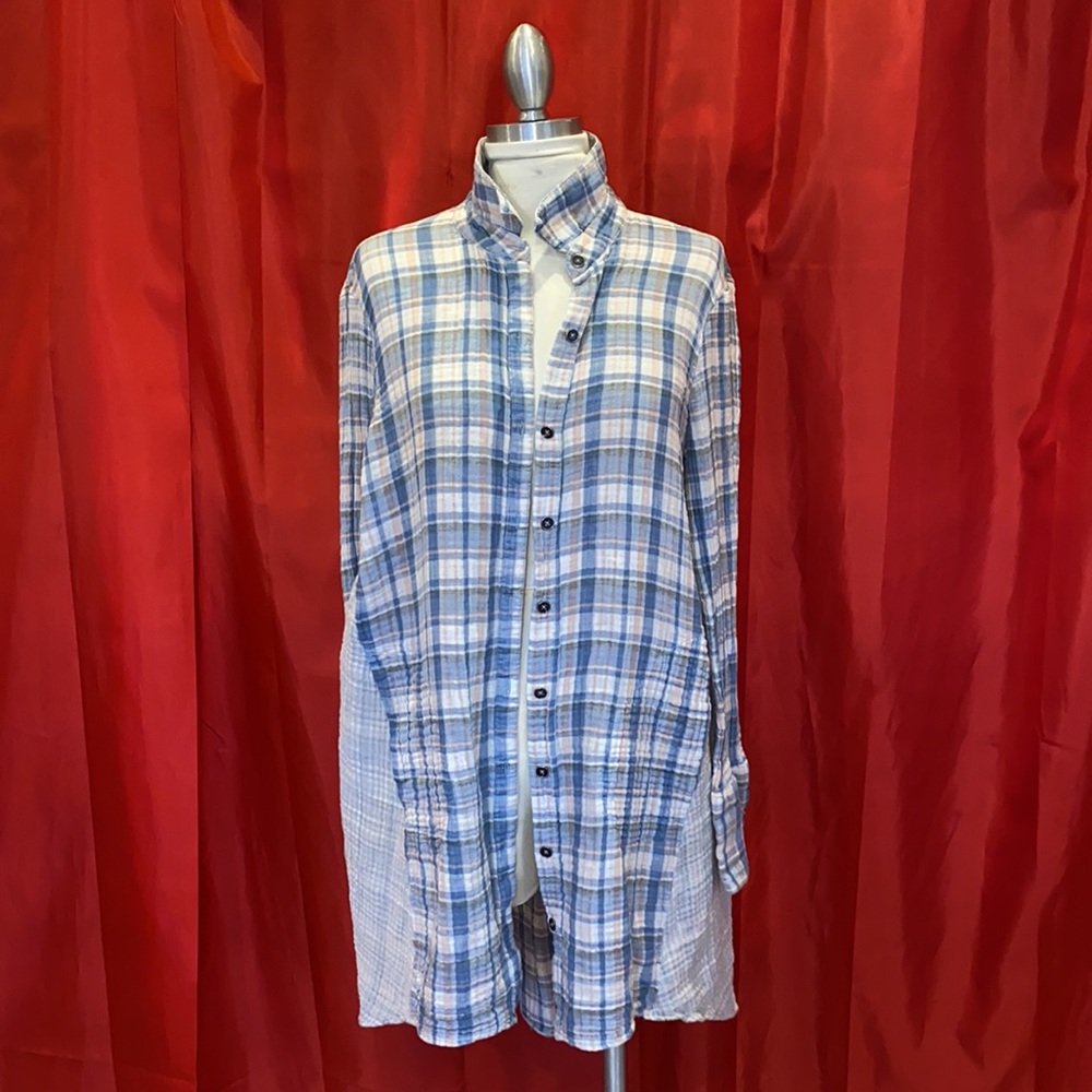 ANTHROPOLOGIE Saturday/Sunday Blue Two Tone Plaid Shirt or Dress! Like n…